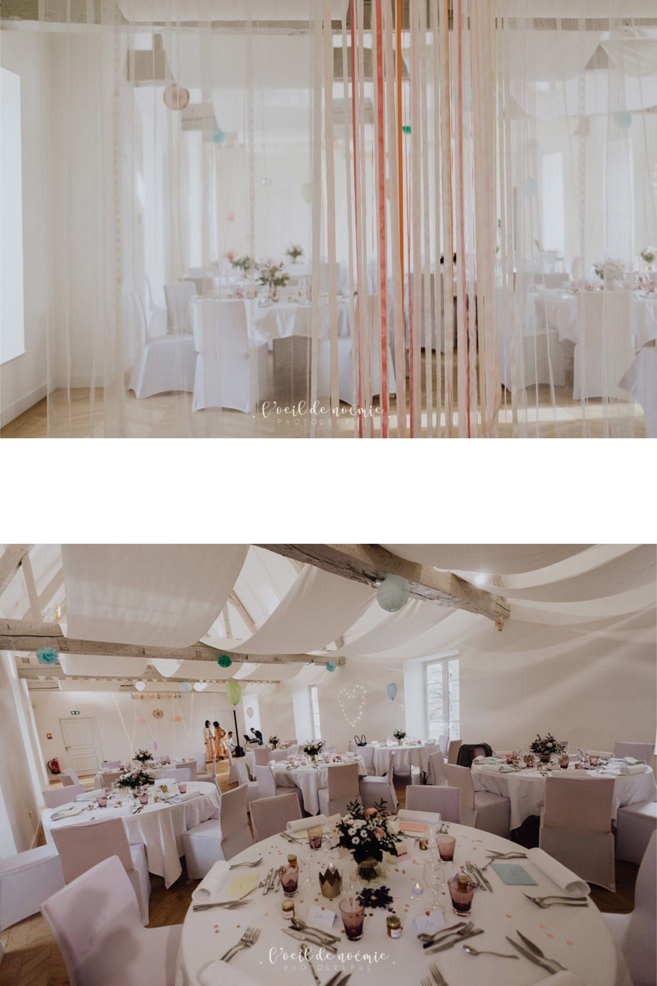 Salle de réception décorée au Château du Bost